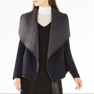 BCBG Wrap Fall Navy Layering Coat Draped Gray